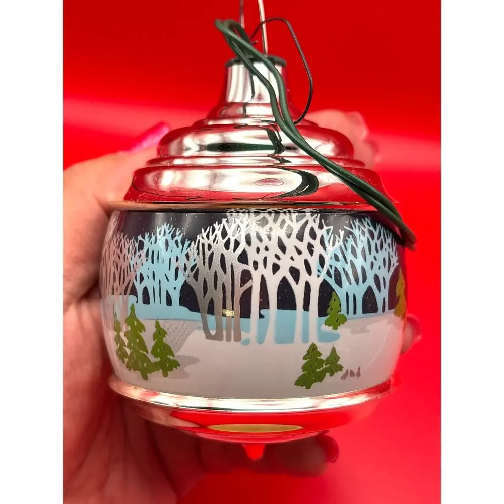 Vintage Christmas Tree Ornament Hallmark Lighted Christmas In The Forest 1980s